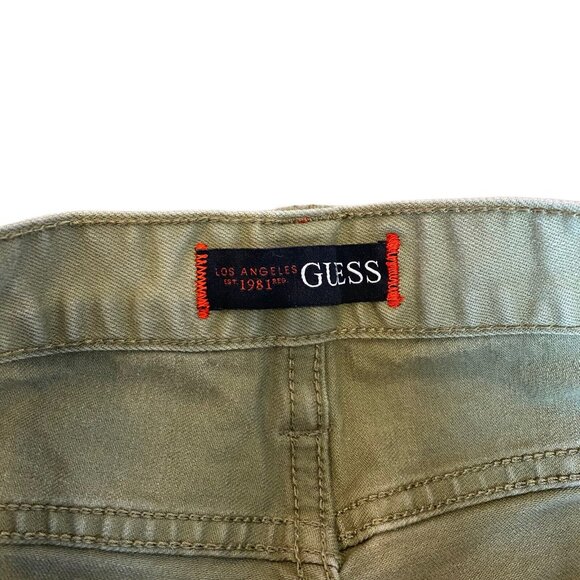 Guess Jeans Slim Fit Zipper Detail Reinforced Knee Mens 32x32 Stretch Green - Picture 6 of 7